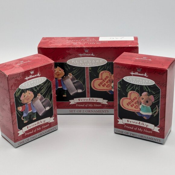 Hallmark Keepsake Friendship Friend of My Heart 1998, Set of 2 Vintage Ornaments - Picture 7 of 13